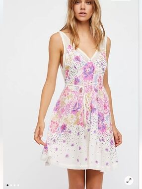 Free People Longwood Printed Slip Dress Floral Midi Medium NWOT